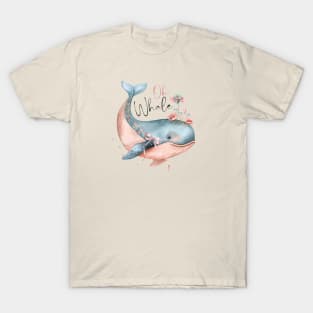 Oh Whale Pun Cute Boho Coquette Pink Bow T-Shirt